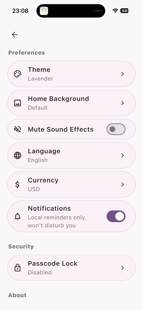 Settings Screen