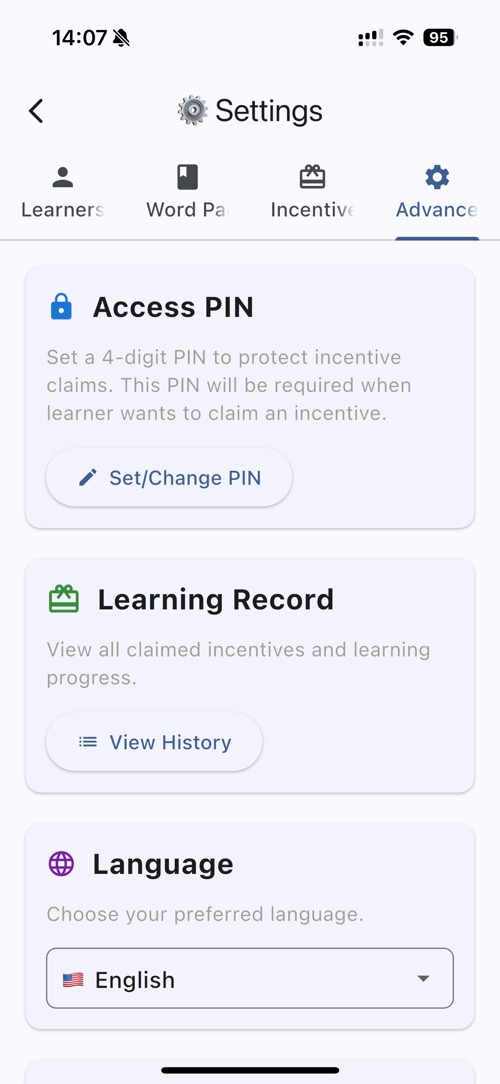 Main Screen with Settings Access